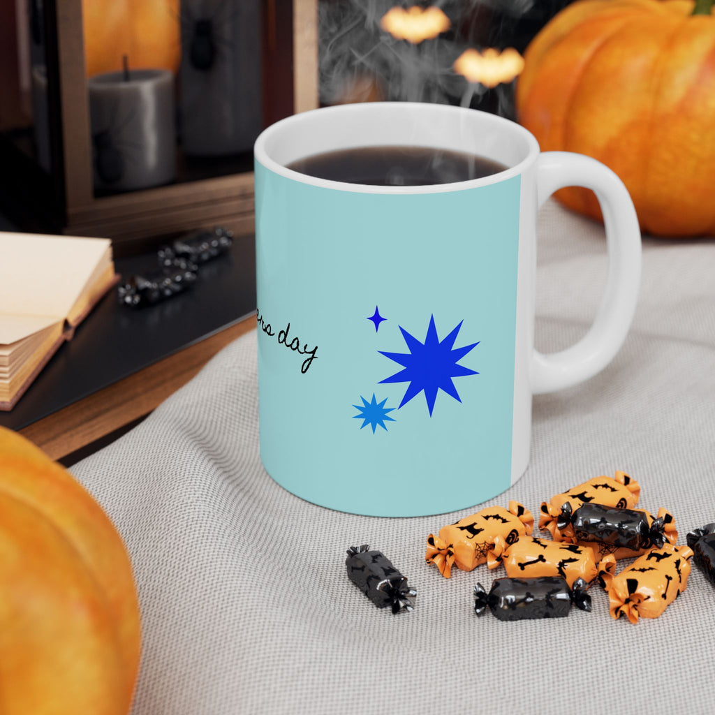 Happy Father’s Day Ceramic Mug - Light Blue Star Design (11oz & 15oz)