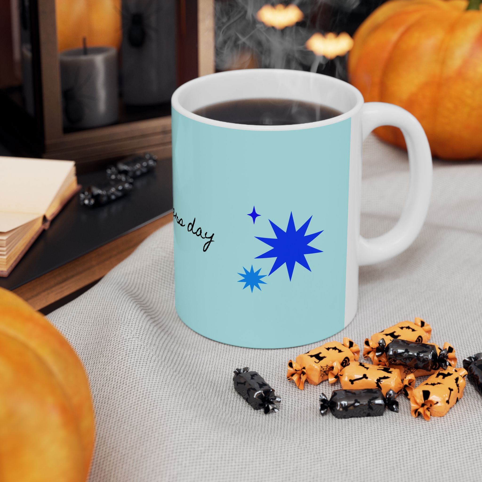 Happy Father’s Day Ceramic Mug - Light Blue Star Design (11oz & 15oz)