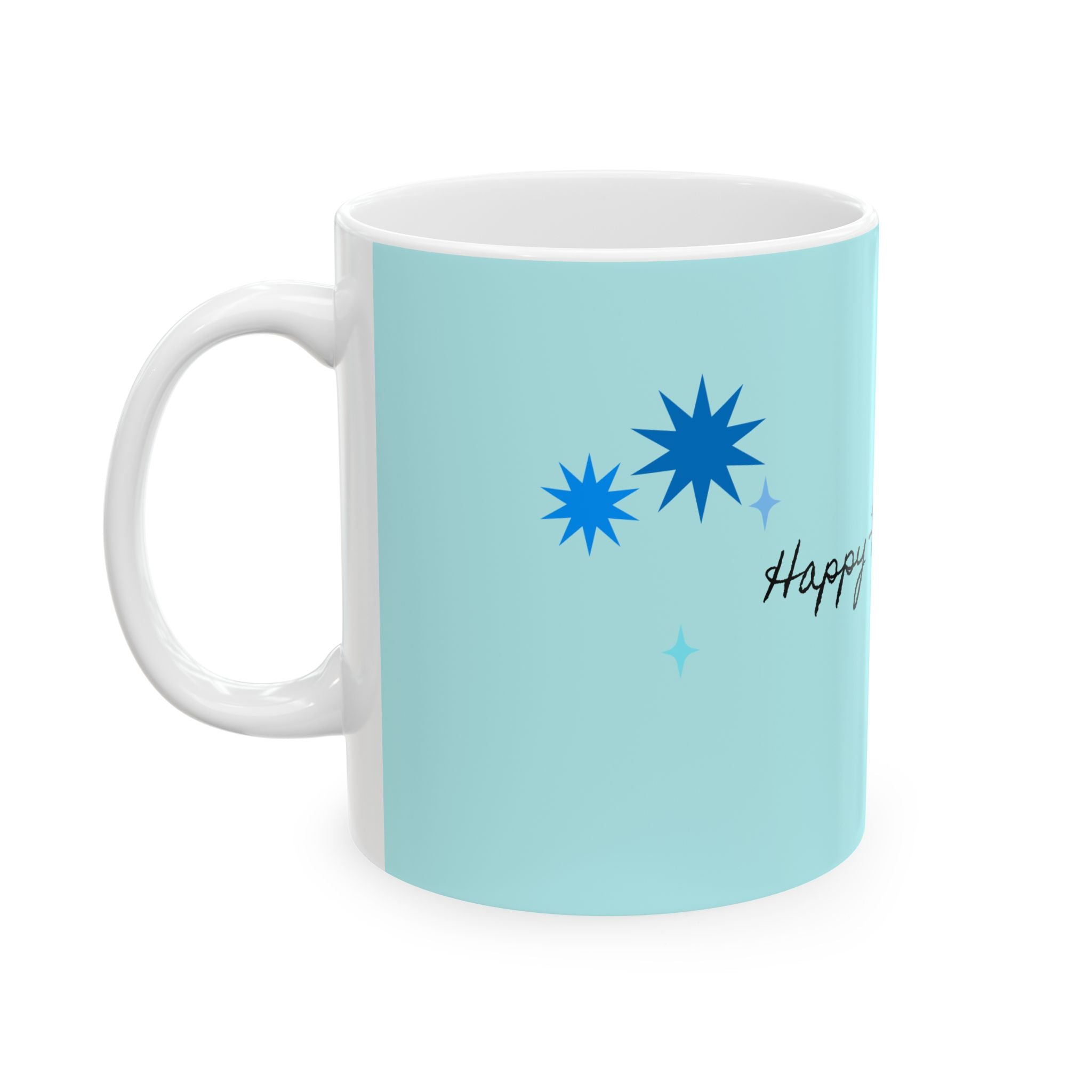 Happy Father’s Day Ceramic Mug - Light Blue Star Design (11oz & 15oz)