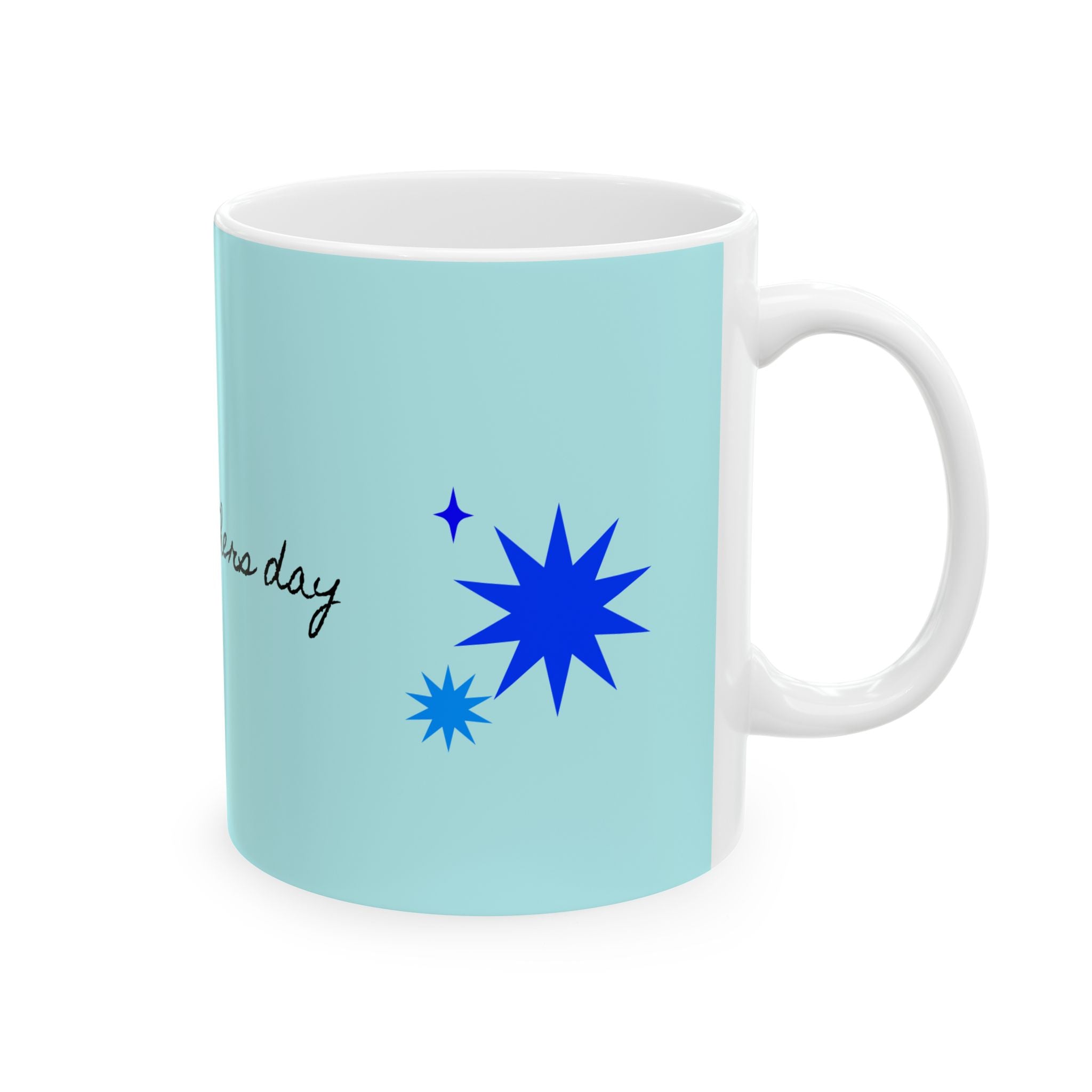 Happy Father’s Day Ceramic Mug - Light Blue Star Design (11oz & 15oz)